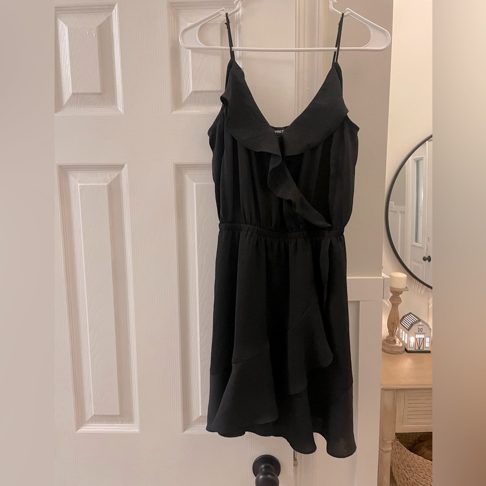 Express Black satin ruffle Dress